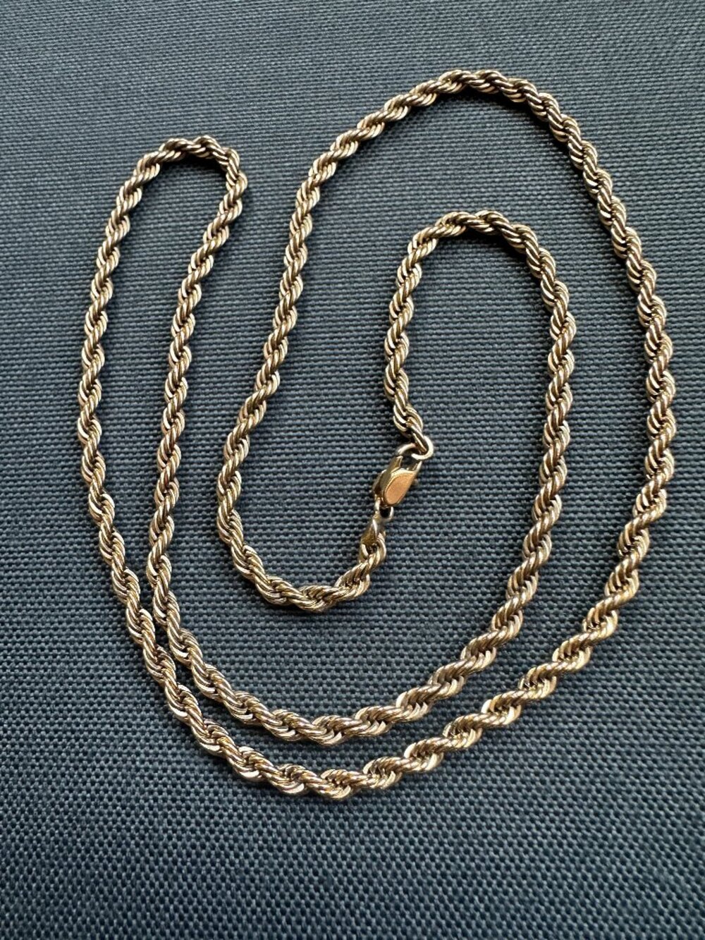 Gold Tone Rope Chain Necklace Long Twisted Vintage Style 24”